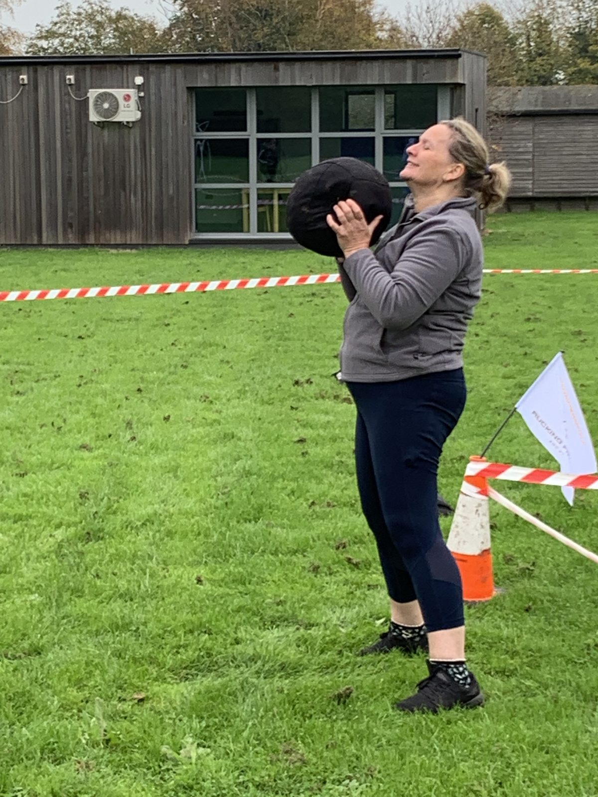 Training with a weighted ball outdoors